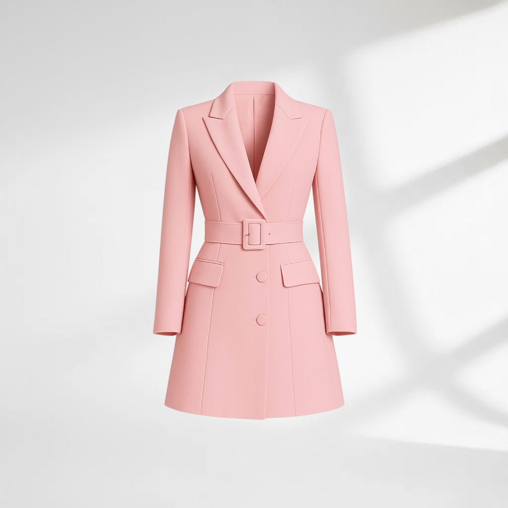 Wool Blend Belted Blazer