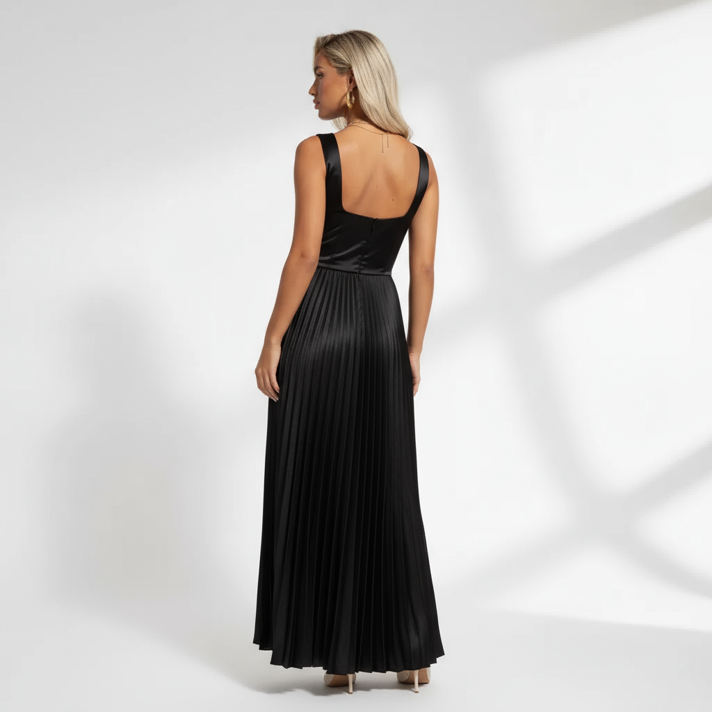 Satin Maxi Dress with Thigh Slit