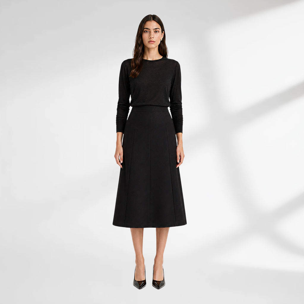 Structured Wool Midi Skirt