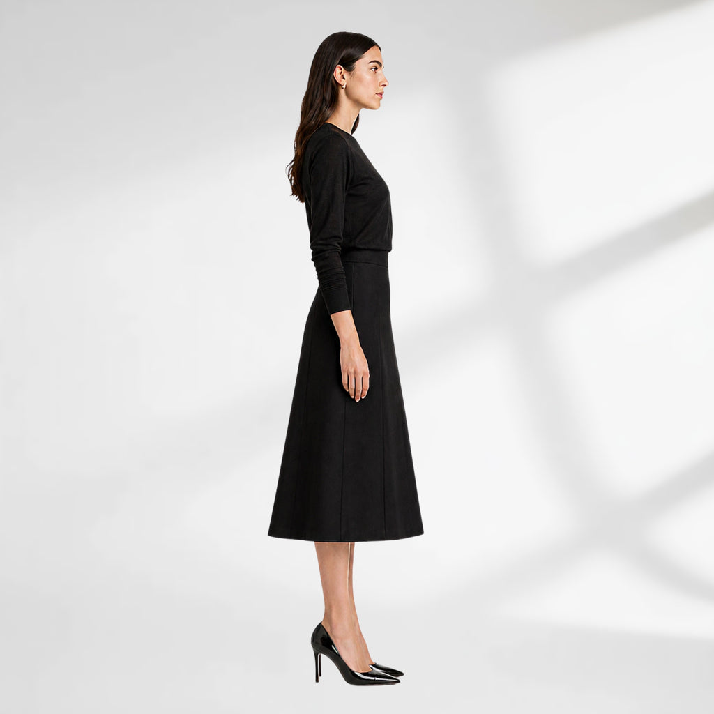 Structured Wool Midi Skirt