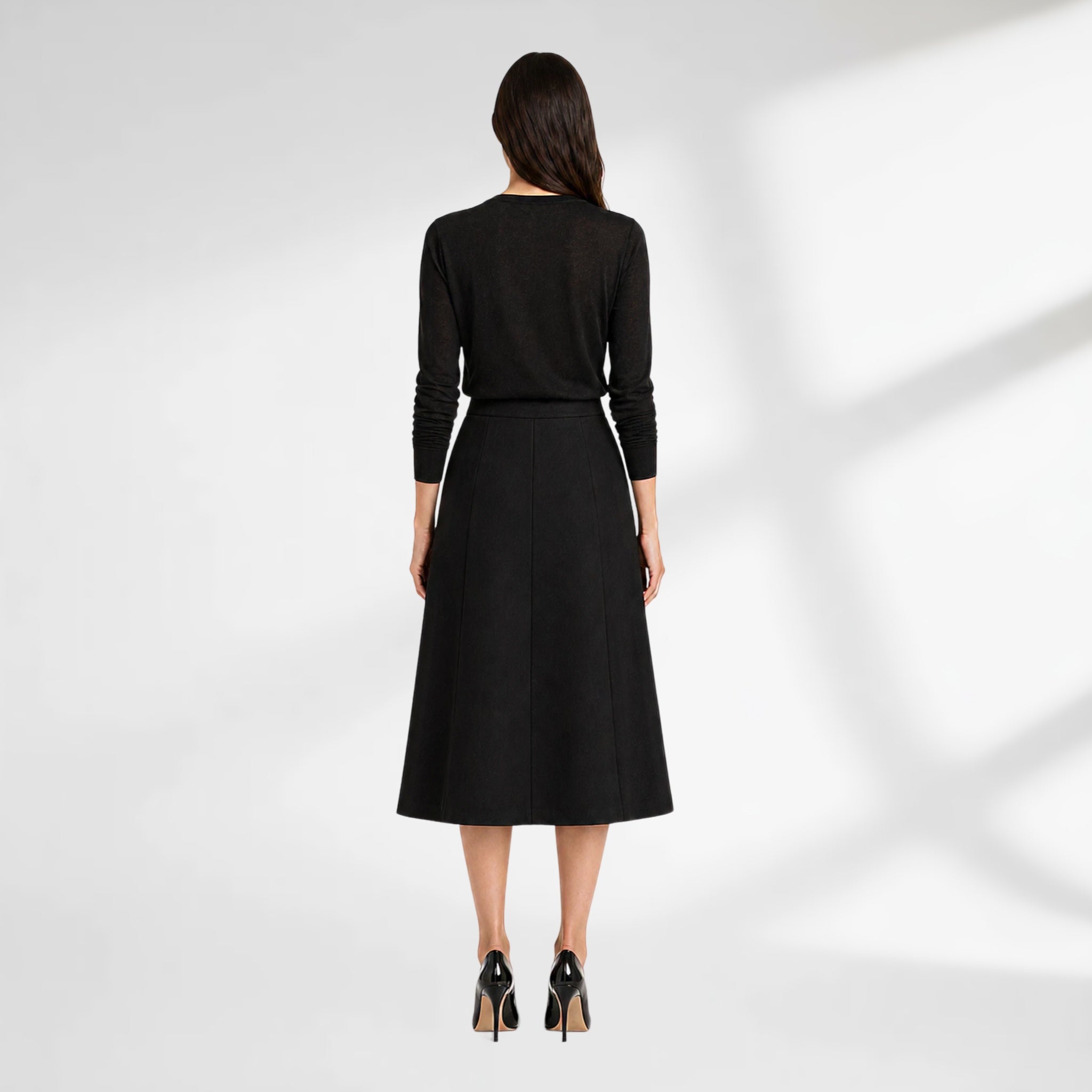 Structured Wool Midi Skirt